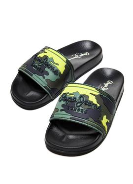 Chanclas Pepe Jeans Slider Camo Verde para Niño