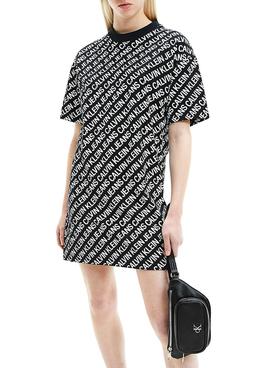 Vestido Calvin Klein Logo Aop Negro para Mujer
