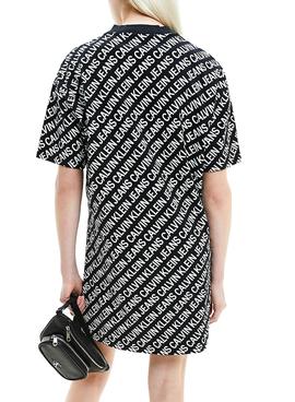 Vestido Calvin Klein Logo Aop Negro para Mujer