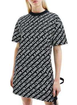 Vestido Calvin Klein Logo Aop Negro para Mujer