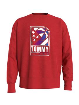 Sudadera Tommy Jeans Basketball Rojo para Hombre