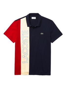 Polo Lacoste Color Block Azul Marino para Hombre 