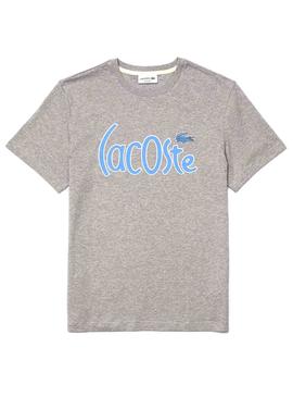 Camiseta Lacoste Logo Oversize Gris para Hombre