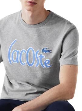 Camiseta Lacoste Logo Oversize Gris para Hombre