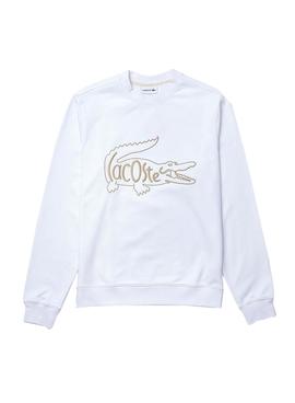 Sudadera Lacoste Logo Bordado Blanco para Hombre