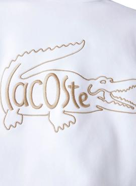 Sudadera Lacoste Logo Bordado Blanco para Hombre