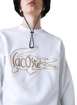 Sudadera Lacoste Logo Bordado Blanco para Hombre