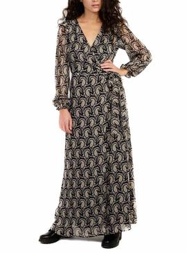 Vestido Naf Naf Estampado Negro para Mujer