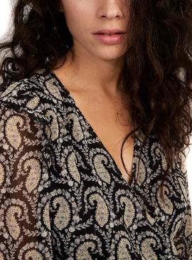 Vestido Naf Naf Estampado Negro para Mujer