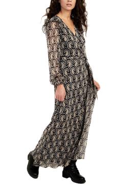 Vestido Naf Naf Estampado Negro para Mujer