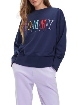 Sudadera Tommy Jeans Embroidery Marino Mujer