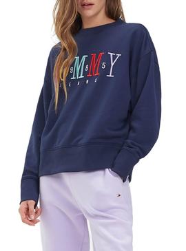 Sudadera Tommy Jeans Embroidery Marino Mujer