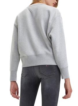 Sudadera Tommy Jeans Embroidery Gris Mujer