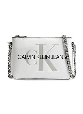 Presa Resplandor doble Bolso Calvin Klein Camera Pouch Blanco Mujer