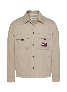 Camisa Tommy Jeans US Back Graphic Beige Hombre