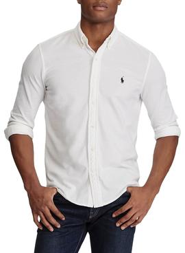 Camisa Polo Ralph Lauren Pique Slim Blanco Hombre