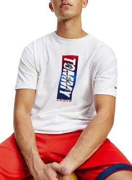 Camiseta Tommy Jeans Vertical Front Logo Blanco