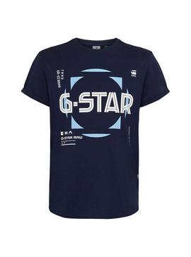 Camiseta G-Star Lash Graphic Azul Marino Hombre