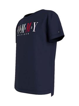 Camiseta Tommy Hilfiger Multi Text Sateen Marino 