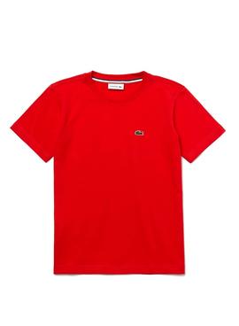 Camiseta Lacoste Cuello Redondo Rojo para Niño