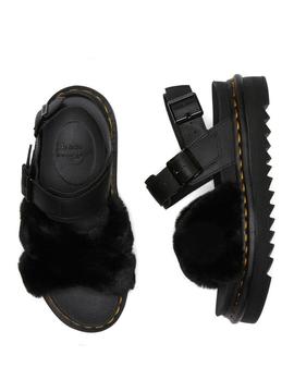Sandalias Dr Martens Voss II Fluffy Negras Mujer