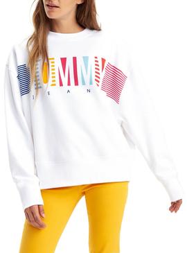 Sudadera Tommy Jeans Colorful Block Blanco Mujer