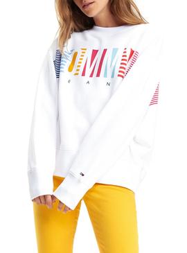 Sudadera Tommy Jeans Colorful Block Blanco Mujer