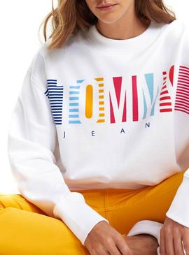 Sudadera Tommy Jeans Colorful Block Blanco Mujer