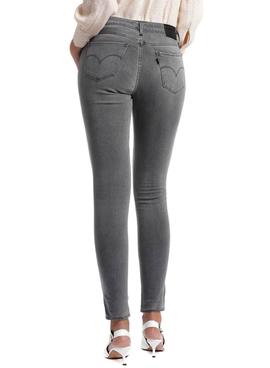 Pantalón Vaquero Levis 711 Skinny Gris Para Mujer