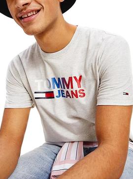 Camiseta Tommy Jeans Color Corp Gris Para Hombre