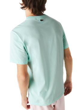 Camiseta Lacoste Logo Bordado Azul para Hombre