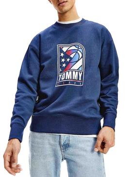 Sudadera Tommy Jeans Basketball Azul Para Hombre