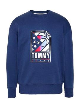 Sudadera Tommy Jeans Basketball Azul Para Hombre