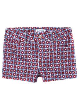 Short Mayoral Sarga Estampado Rojo Para Niña