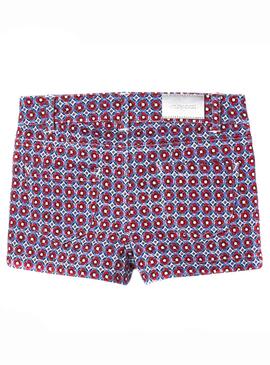 Short Mayoral Sarga Estampado Rojo Para Niña