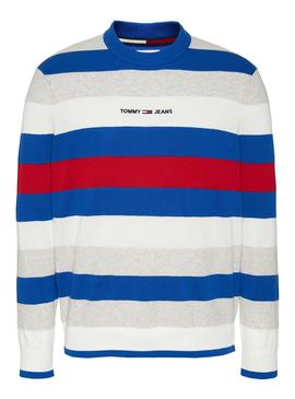 Jersey Tommy Jeans Small Text Stripe Azul Hombre