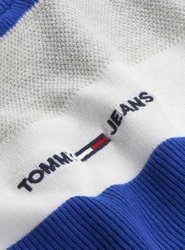Jersey Tommy Jeans Small Text Stripe Azul Hombre