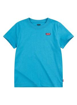 Camiseta Levis Batwing Chest Azul Para Niño